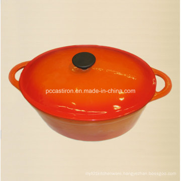 Oval Shape Cast Iron Casserole Enamel Finishing Size 34X26cm